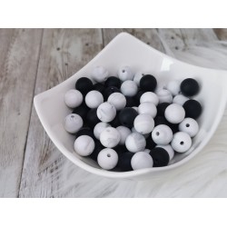 Silikonske kroglice - črne ali marmorno sive 12mm